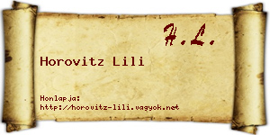 Horovitz Lili névjegykártya